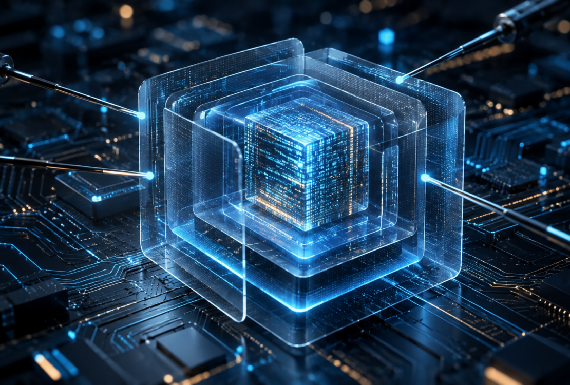 Nucleo di dati digitali protetto da scudi trasparenti